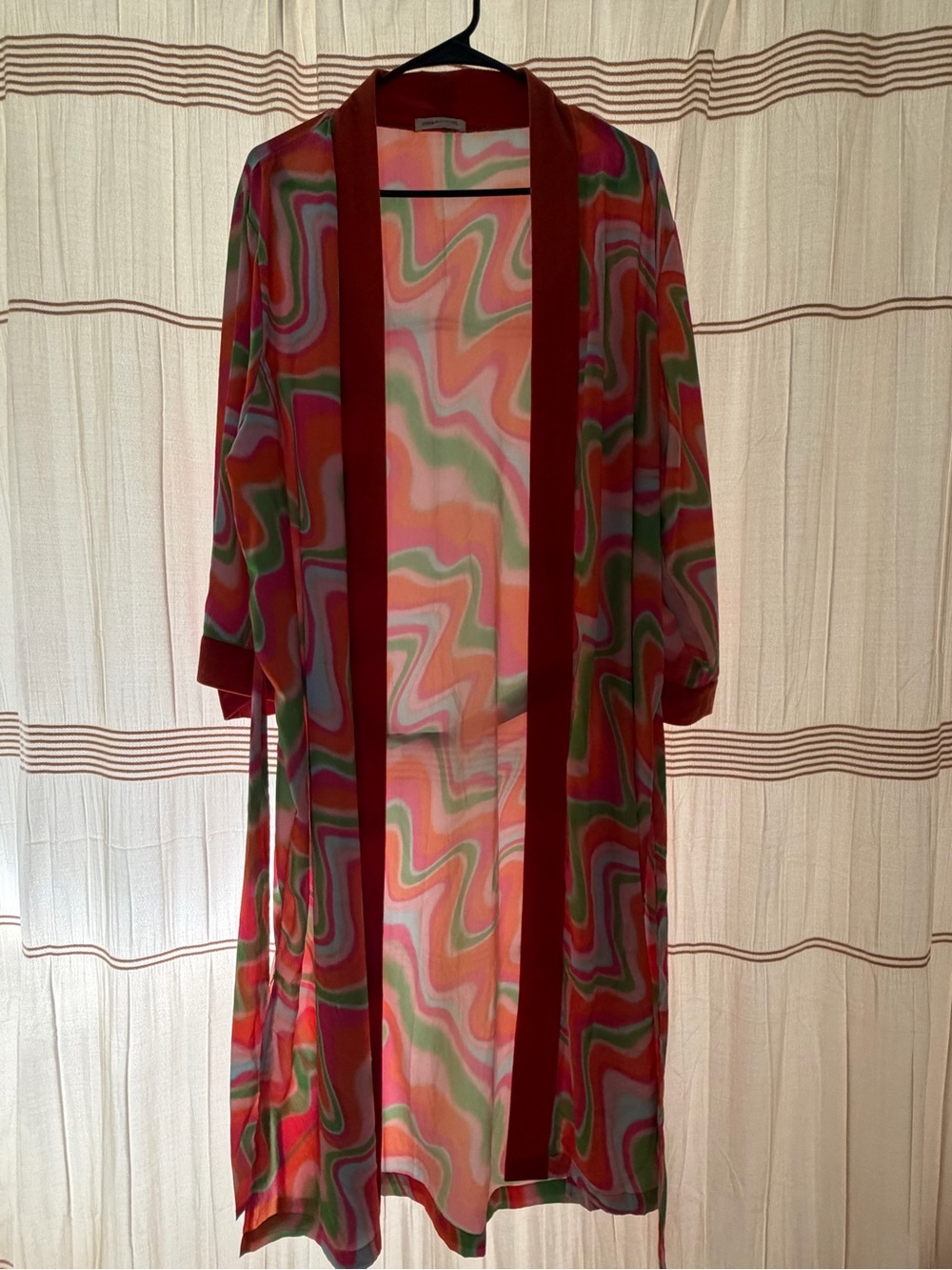 70’s Swirl-Print Kimono Robe in Multicolor